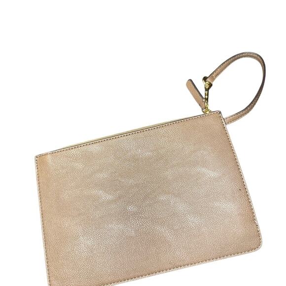 Calvin Klein Taupe Genuine Leather Wristlet Clutch Wallet Minimalist - Picture 2 of 4